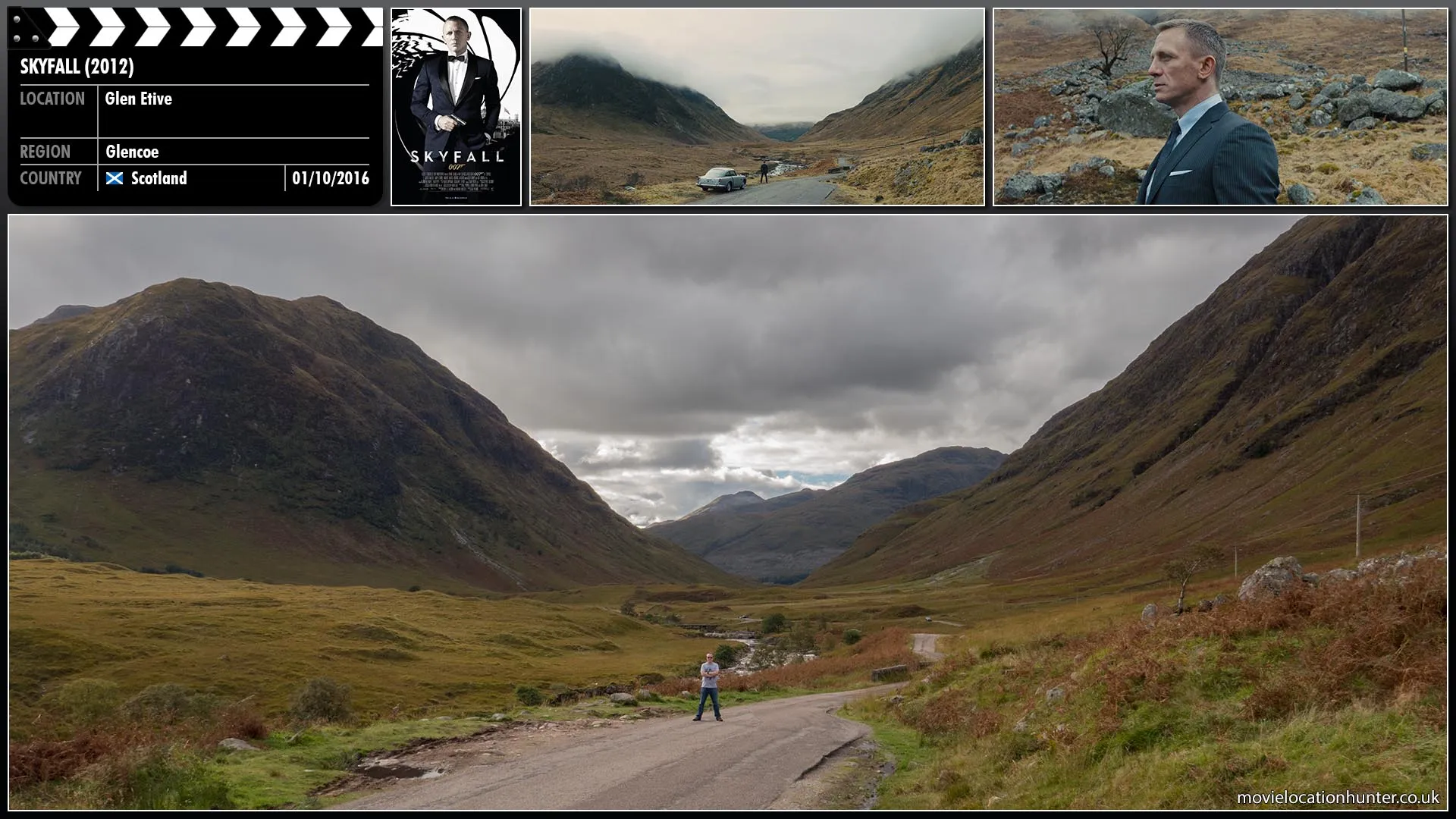 Filming location photo, shot in Scotland, for Skyfall (2012). Scene description: Bond and M travel to Scotland where on arrival Bond recollects his childhood.